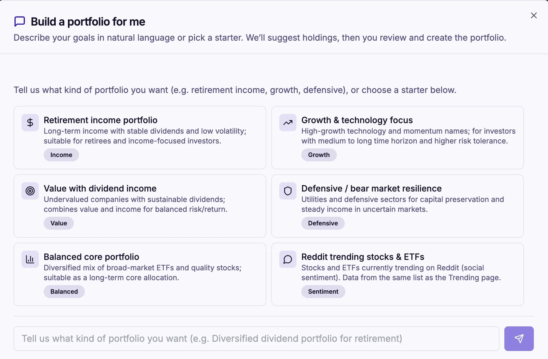 Automated portfolio manager with holdings and analysis